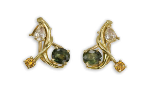 Green Sapphire and Diamond Earrings