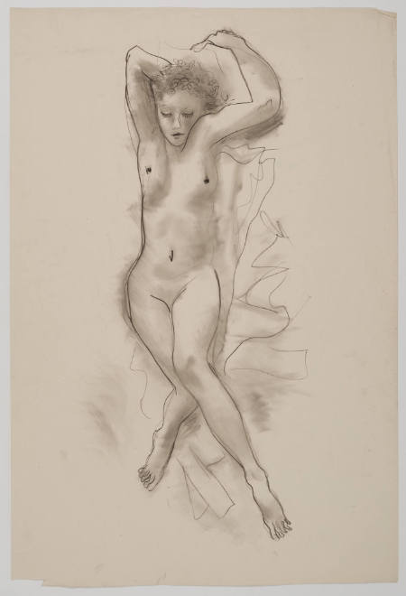 Double-sided sketches of a nude woman, reclining