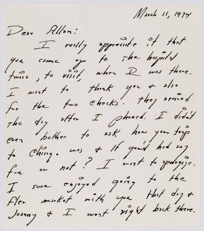 Three-page letter from H. C. Westermann to Allan Frumkin [I really appreciate it; IMPEACH NIXON!]