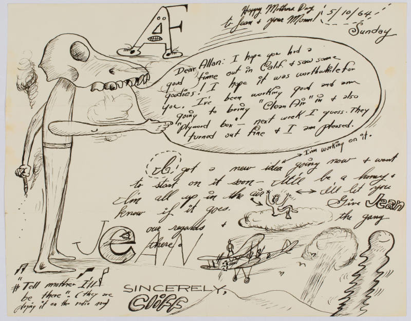 Letter from H. C. Westermann to Allan Frumkin [male figure with animal skull for a head]