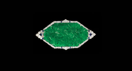 Carved Jadeite Brooch