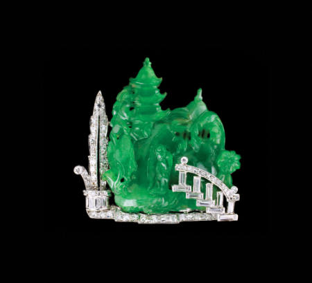 Carved Jadeite Brooch