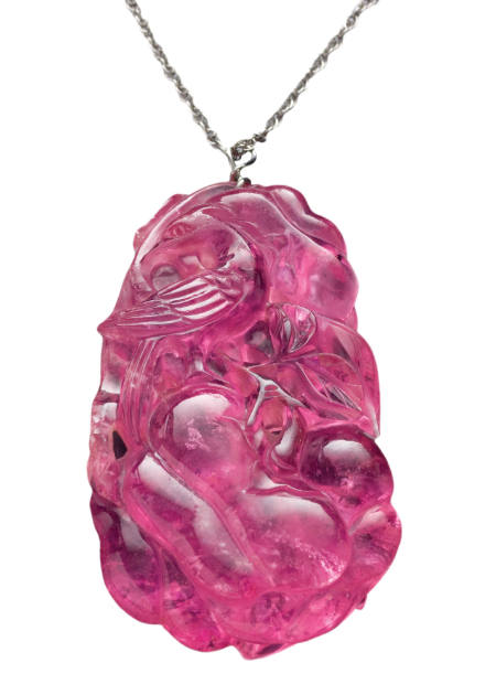 Carved Rubellite Tourmaline Pendant
