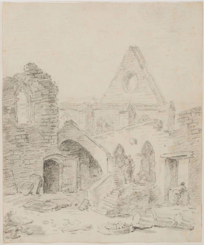 Un Artiste dessinant les ruines de l'église Notre-Dame de Boulogne (An artist drawing the ruins of the church of Notre Dame de Boulogne)