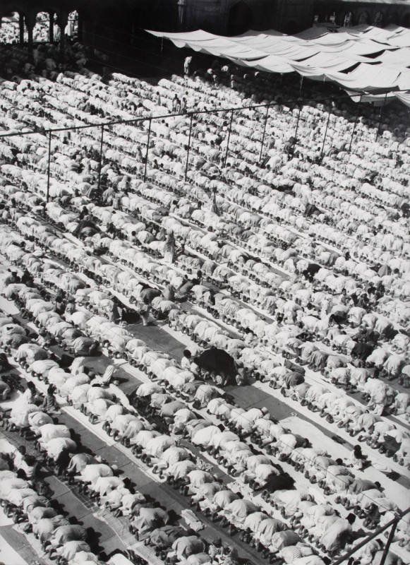 [Muslim men pray toward Mecca, Delhi at Jami' Masjid, India]