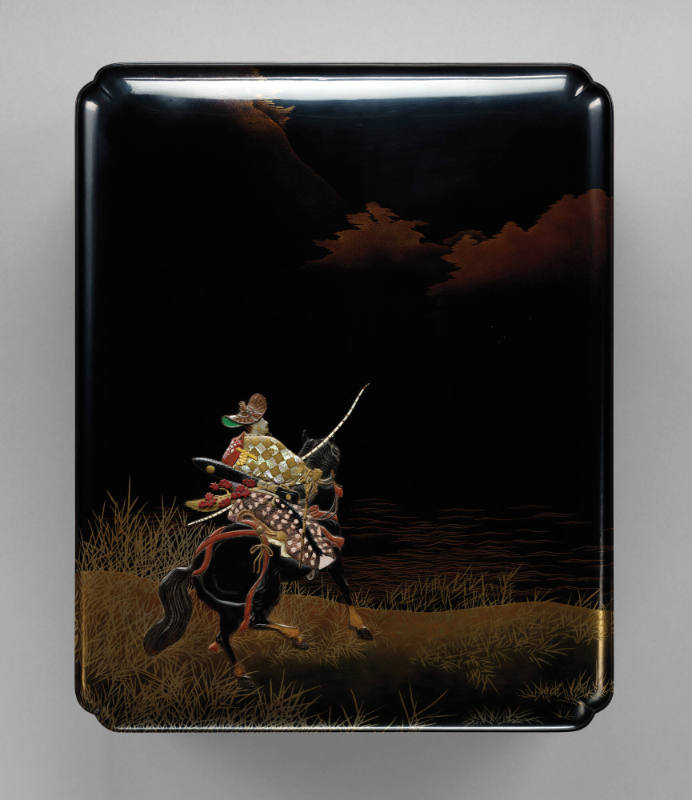 Ryoshibako (document box) with a design of a samurai on horseback
