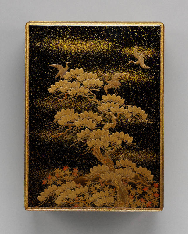 Suzuribako (writing box) with design of cranes and pine