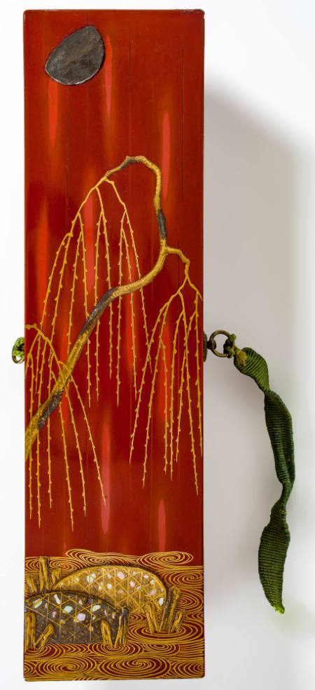 Fubako (document or scroll box) with a design of willow by a stream under moonlight