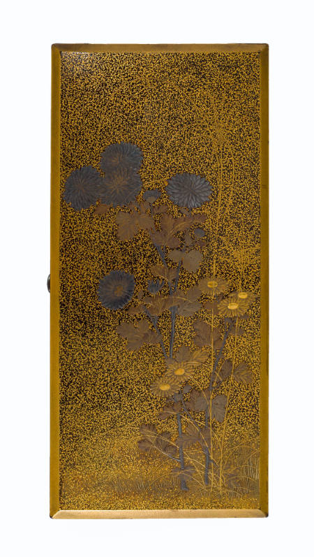 Box with design of grasses and chrysanthemums