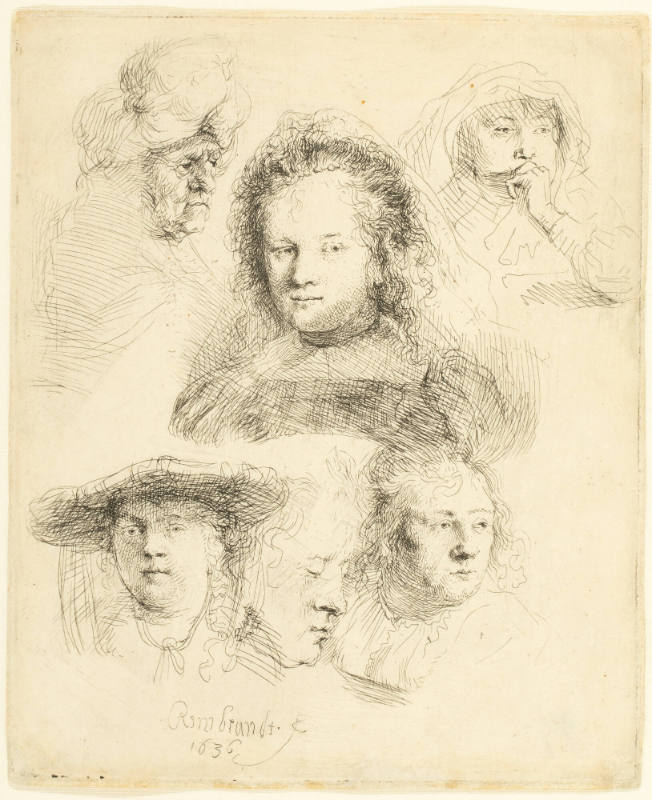 Studies of the Head of Saskia and Others