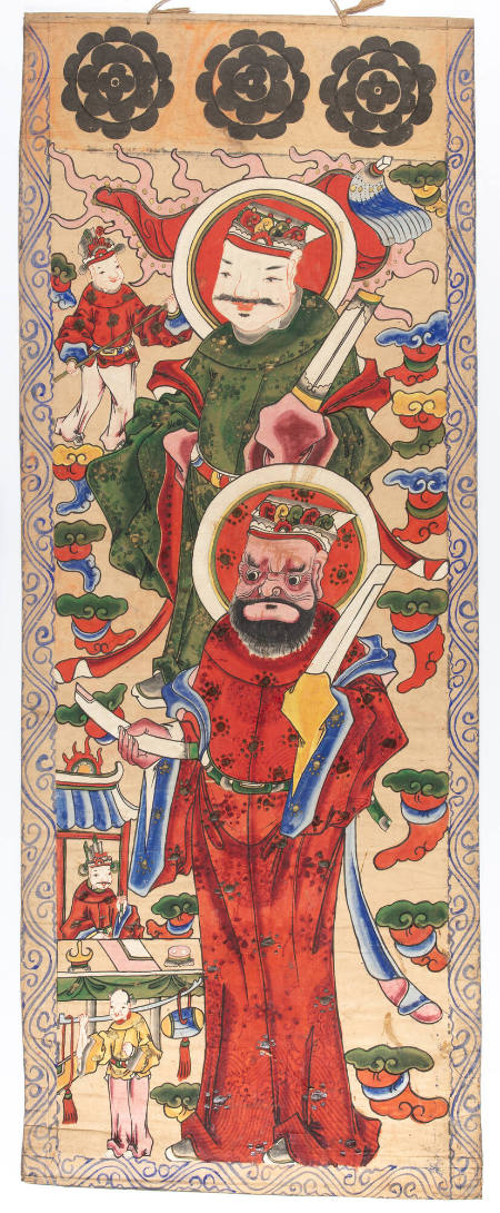 Yao ritual painting of Tin Fo Tei Fo: Two Heavenly Kings - Governors of the Skies and the Underworld
