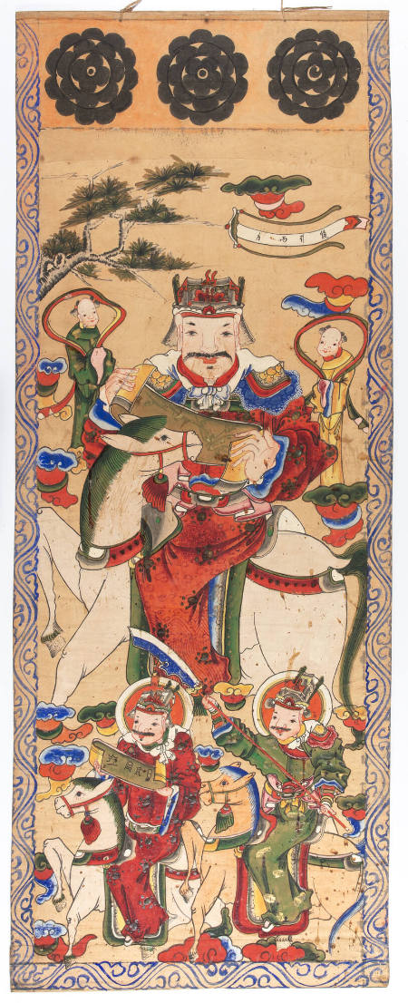 Yao ritual painting of T'ai Wai: The High Constable, on a white horse
