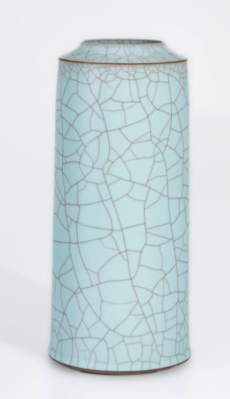 Crackled celadon cylindrical vase