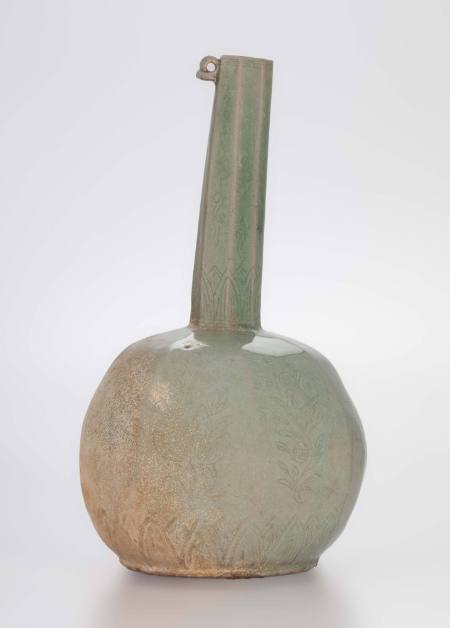 Wine bottle with floral designs