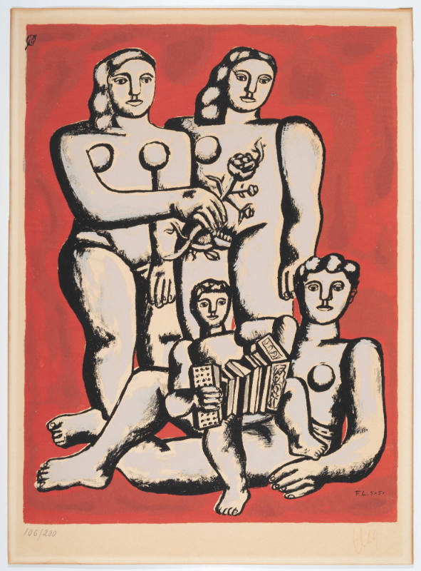Four Figures on a Red Background (or, Nus et l'enfant á l'accordéon), from: Album de 10 Serigraphs