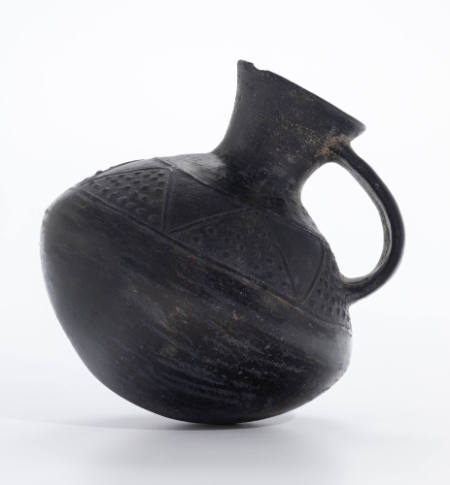 Strap-handled Blackware Vessel