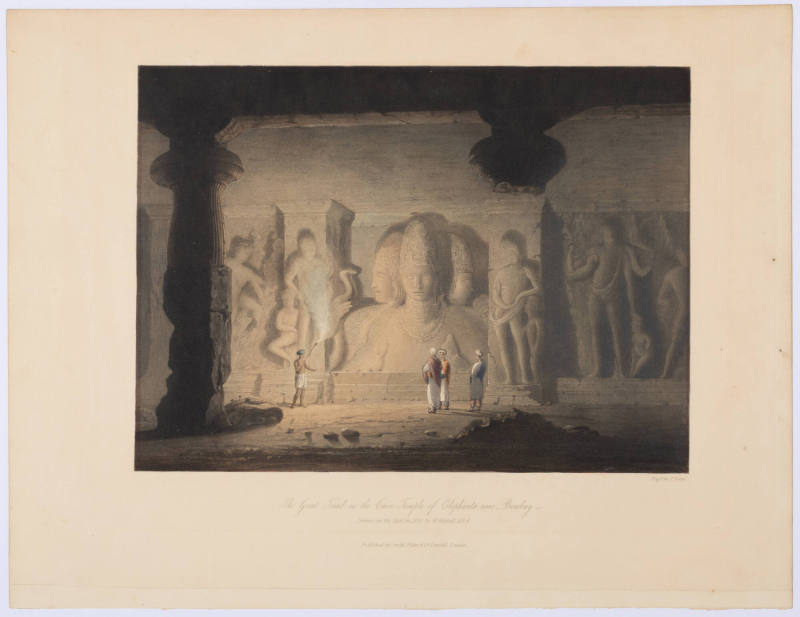 The Great Triad in the Cave Temple of Elephanta, near Bombay, plate 34 from Scenery, Costumes, and Architecture chiefly on the Western Side of India