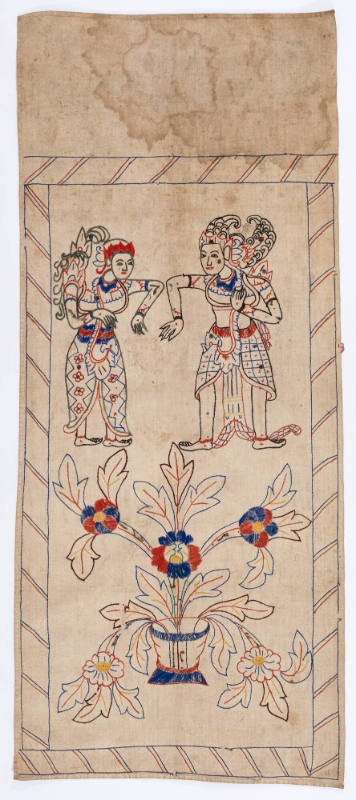 Offering cloth (lamak) depicting Arjuna and wife