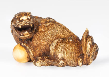 Netsuke of Shishi and Large Pearl