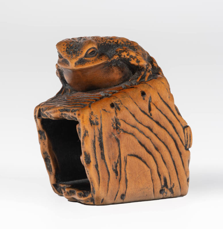 Netsuke of Frog on Pail