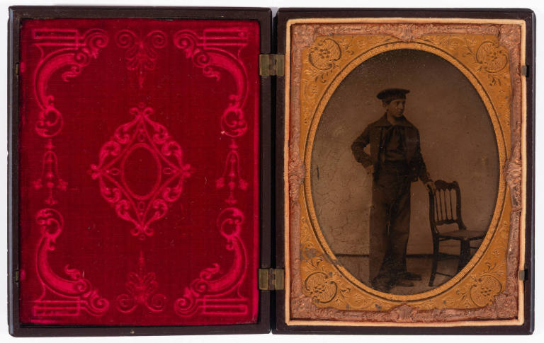 Country Life (case) with ambrotype of young apprentice midshipman
