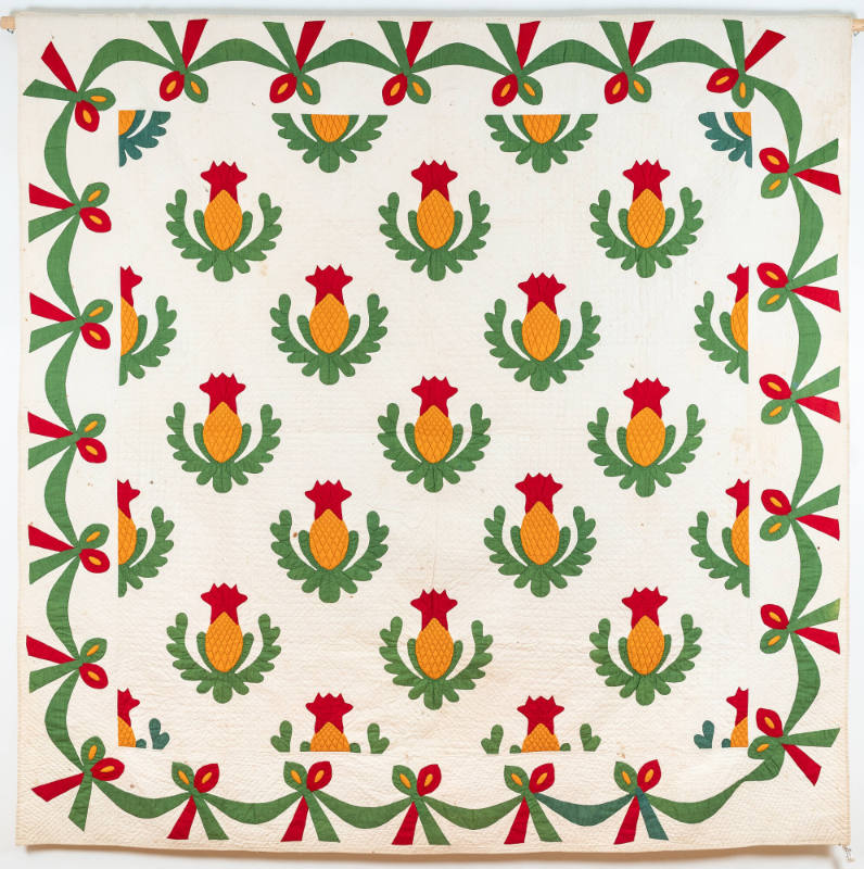 Trapunto pineapple quilt