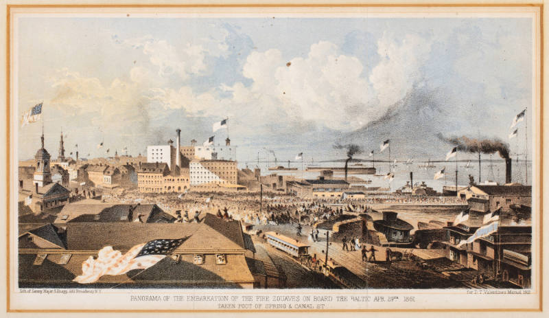 Panoramic of the Embarkation of the Fire Zouaves on Board the Baltic, April 29, 1861, Taken Foot of Spring and Canal Street