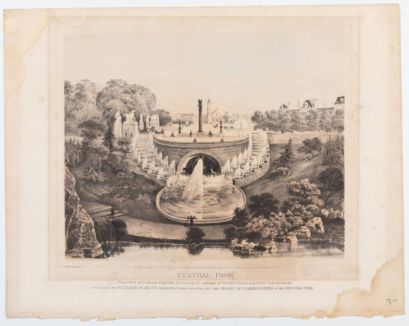 Central Park, Rear View of Terrace near the Entrance at Corner of Fifth Avenue and Fifty Ninth Street, Designed by Richard M. Hunt, Architect