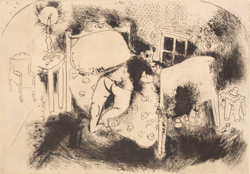 Tchitchikov sur le lit (Tchitchikov on the Bed), plate XVI from Les Âmes mortes (Dead Souls)