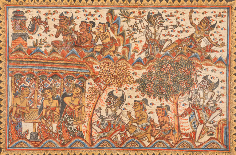 Hanuman meets Sita in Lanka and shows her Rama's ring, from the Ramayana
