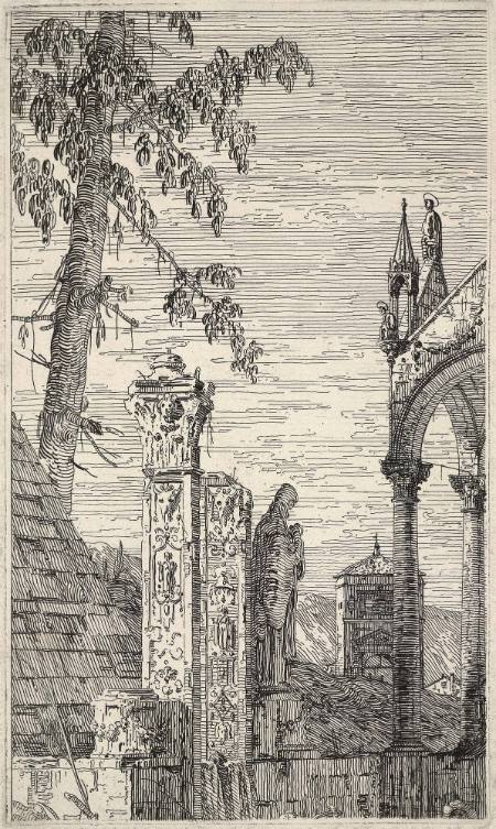 Various Pieces of Sculpture (one of three fragments of: View of a town with the tomb of a bishop)