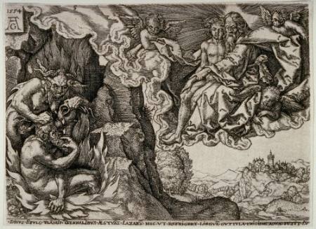 The Rich Man in Hell Asks Abraham, with Lazarus, for Water, from The Story of the Rich Man and Lazarus