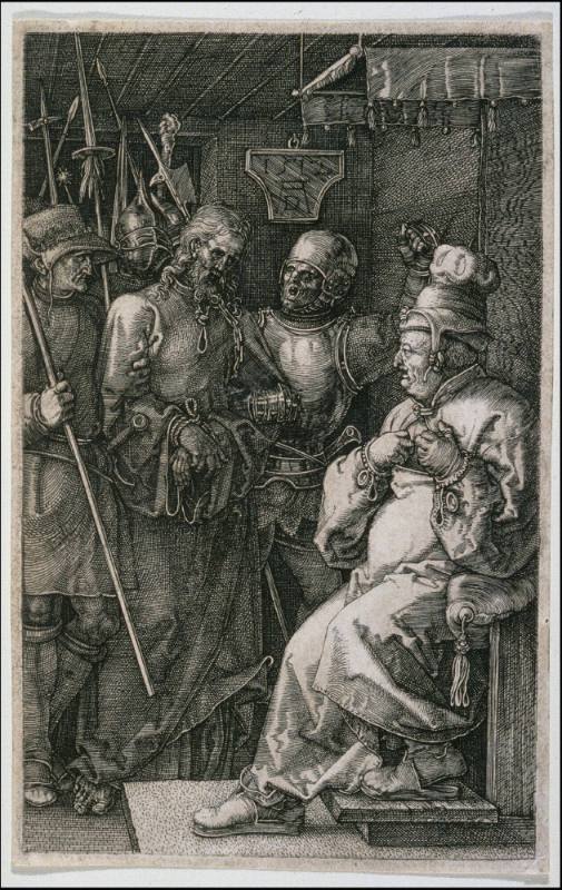 Christ before Caiaphas, from the Engraved Passion (Copperplate Passion), plate 4 of 16