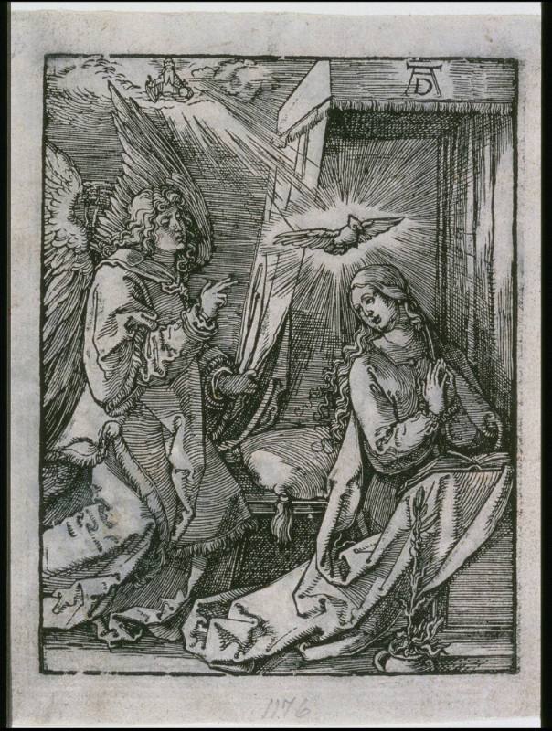Annunciation, from the Small Passion (later printing, c. 1540-50)