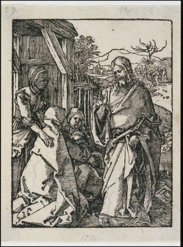 Christ Taking Leave of His Mother, from the Small Passion (later printing, c. 1540-50)