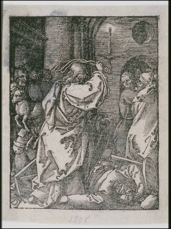 Expulsion of the Money  Lenders from The Temple, from the Small Passion (later printing, c. 1540-50)
