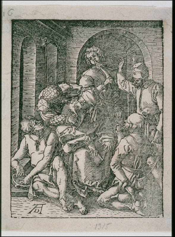 The Mocking of Christ, from the Small Passion (later printing, c. 1540-50)