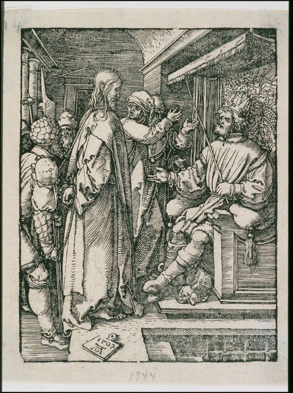 Christ before Herod, from the Small Passion (later printing, c. 1540-50)