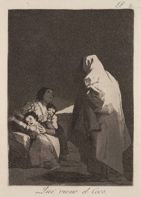 Que viene el Coco (Here comes the Bogey man), plate 3 of "Los Caprichos"