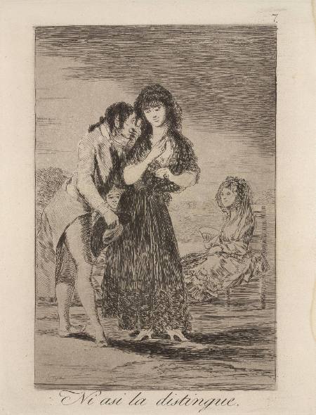 Ni asi la distingue, plate 7 of "Los Caprichos"