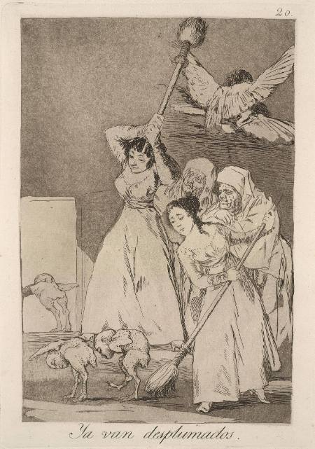 Ya van desplumados (They are leaving, plucked), plate 20 of "Los Caprichos"