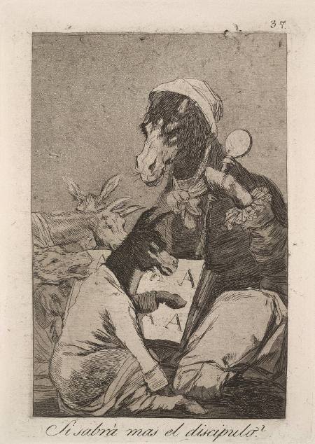 Si sabra mas el discipulo (Can the pupil know more?), plate 37 of "Los Caprichos"