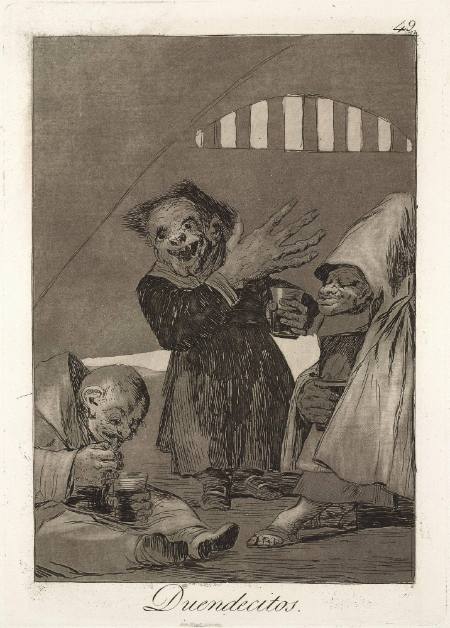 Duendecitos (Little devils), plate 49 of "Los Caprichos"