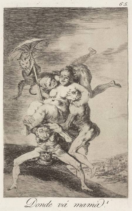 Donde vá mamá? (Where is mamma going?), plate 65 of "Los Caprichos"
