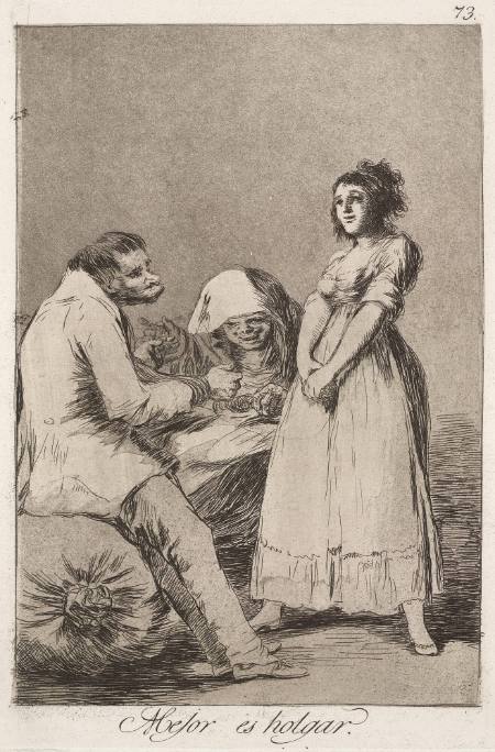 Mejor es holgár (Loafing is better), plate 73 of "Los Caprichos"