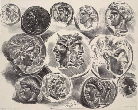 Feuille de Six Médailles Antiques