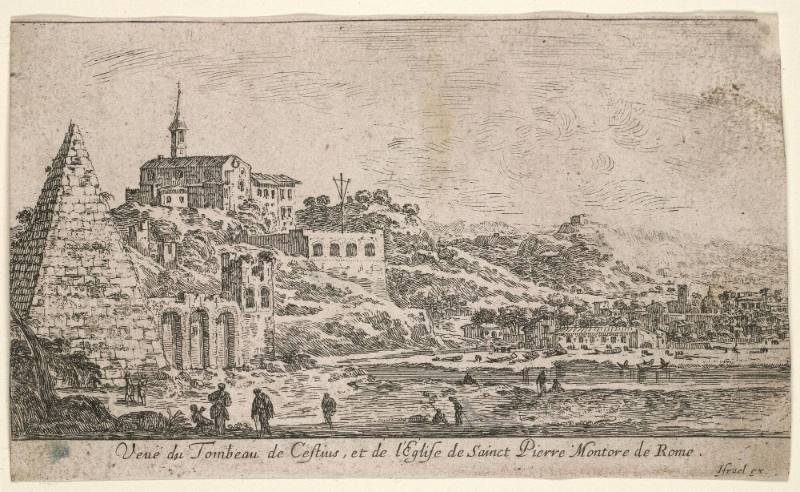 Veue du Tombeau de Cestius et de l'Eglise de Saint Pierre Montore de Rome (View of the Tomb of Cestius and the church of St. Pietro in Montorio of Rome)