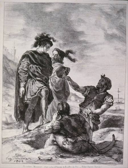 Hamlet et Horatio devant les fossoyeurs [Hamlet and Horatio with the grave diggers]