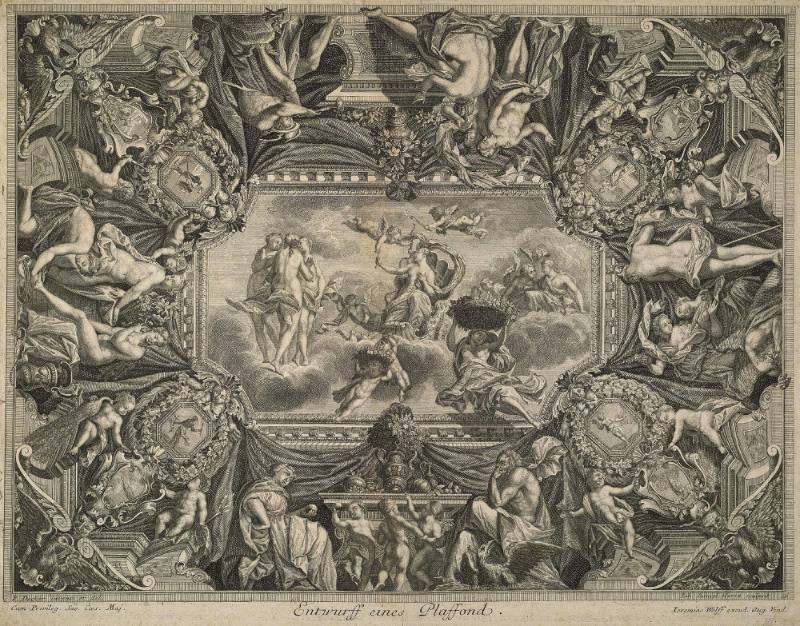 Design for a Ceiling (Entwurff eines Plaffond), plate 16 from Decker's Architectura Civilis