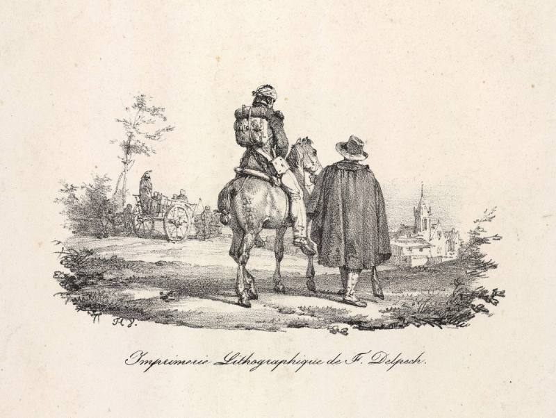 A Wounded Soldier Being Led on Horseback